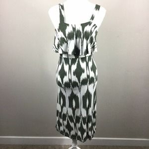 ANN TAYLOR LOFT SUNDRESS GREEN WHITE SLEEVELESS SIZE XS